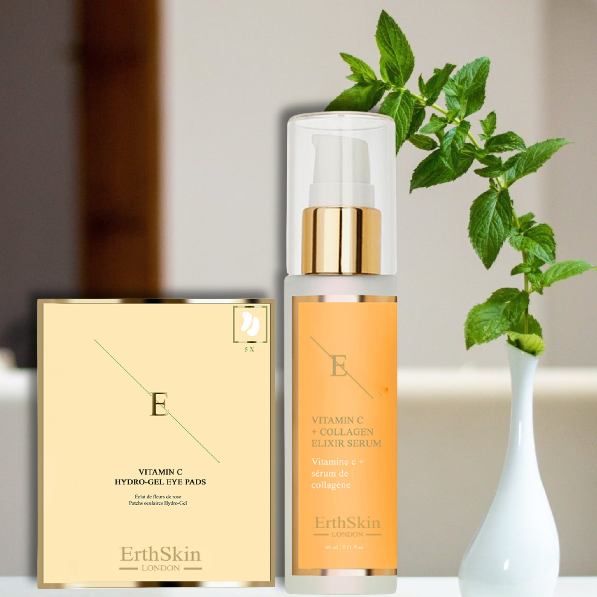 SUERO ELIXIR DE COLÁGENO + VITAMINA C 60ML + Parches de hidrogel para ojos con vitamina C x 5