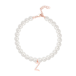 Bracciale Fujiko con Pendente Lettera Z Perle Argento Rosè