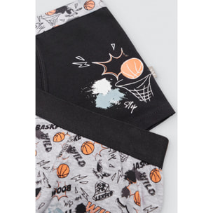 Confezione da 2 boxer da bambino con stampa basket