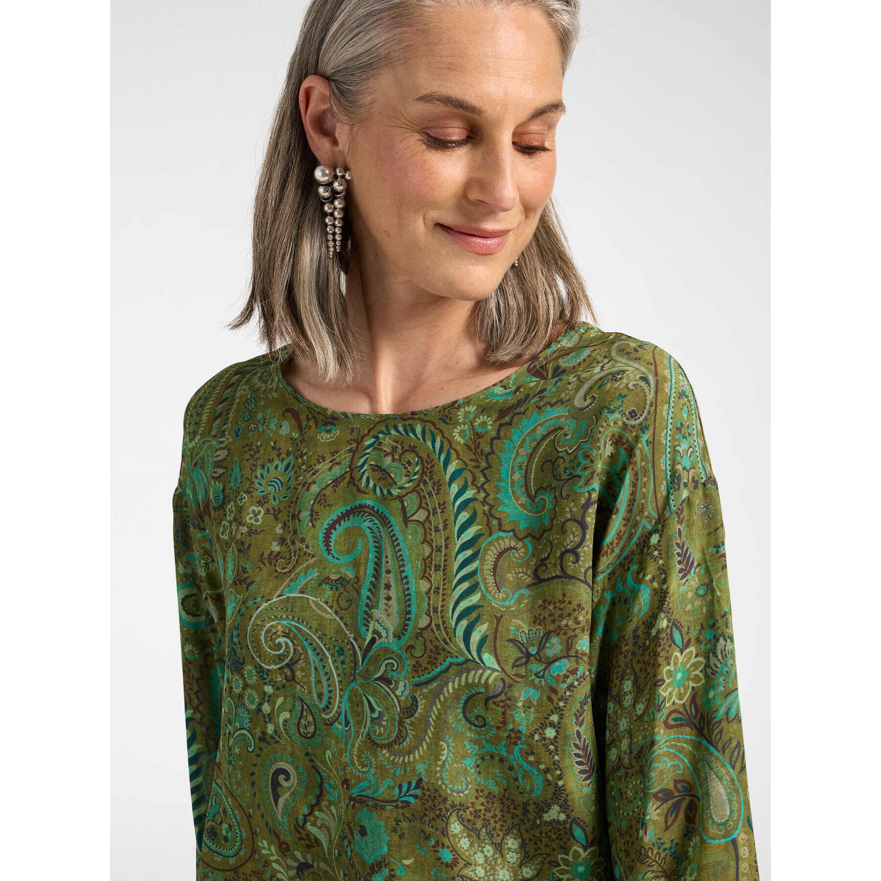 Elena Mirò - Blusa in viscosa stampata paisley - Verde
