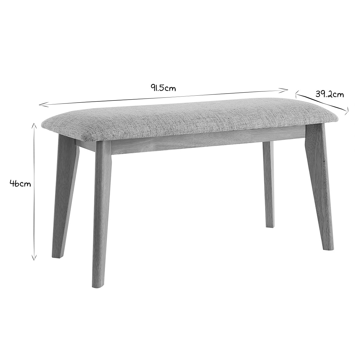 Banc scandinave en tissu gris clair et bois clair L92 cm ELION