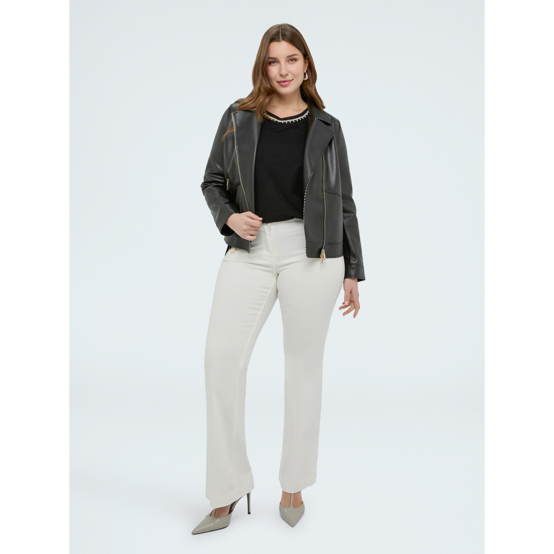 Fiorella Rubino - T-shirt in jersey di cotone con crystal - Nero