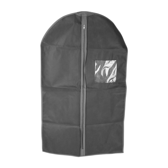 Well home bolsa de traje no tejida de alta calidad con cremallera y ventana - 60x100cm en gris oscuro