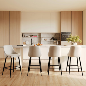 Lot de 2 chaises pour îlot central 66,5 cm en tissu beige - Pipo