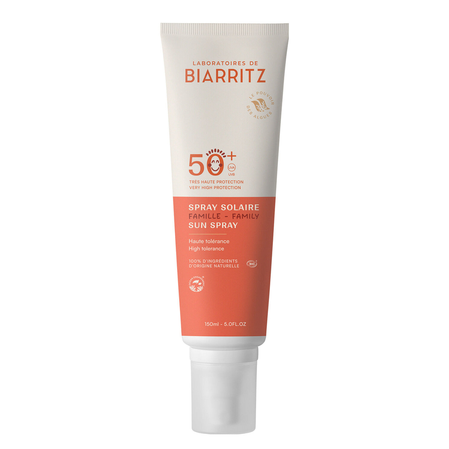 Solaire SPF50+ - Spray Solaire Famille Haute Tolérance Bio 150ml
