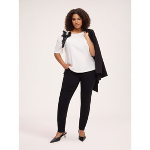 Fiorella Rubino - T-shirt in jersey con fiocco gioiello - Bianco