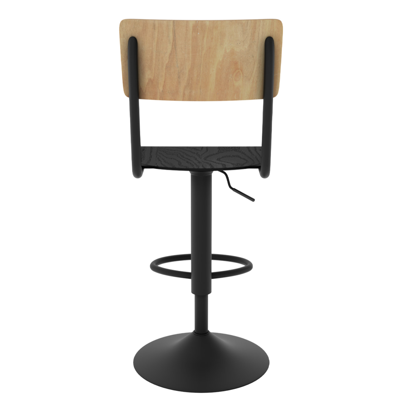 Lot de 2 chaises de bar réglables 60/80 cm en bois clair et noir - Clem