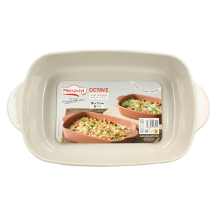 Plat à four en grès beige 38x23cm OCTAVE