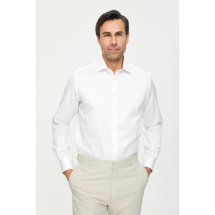 Camicia Uomo 1 Bottone Francese Slim Twill No iron Bianco