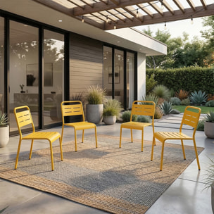 Ensemble de 4 chaises de jardin empilables jaunes EVORA