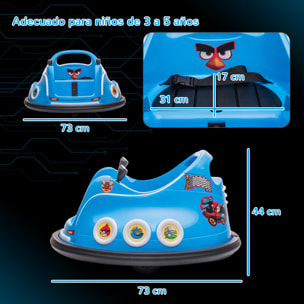 Coche de Parachoques Eléctrico para Niños Coche de Choque con Licencia de Angry Birds Batería 12 V Mando a Distancia Joystick Rotación de 360° Coche Eléctrico con Luces LED Música Azul