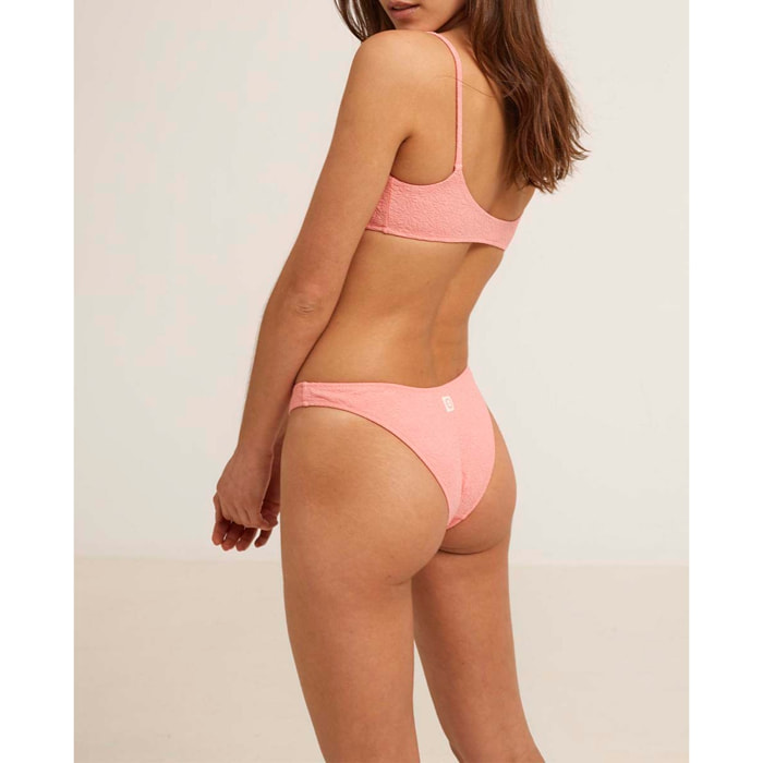 Top de bikini cerrado con estampado floral a tono