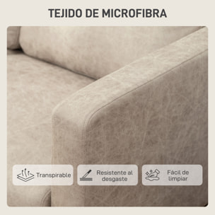 Sofá de 2 Plazas, Tapizado en Microfibra, Sofá Moderno con Patas de Madera, Reposabrazos, para Salón, Dormitorio, Oficina, Sala de Estar, 130x78x85 cm, Crema