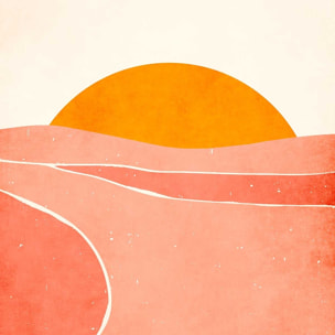 Affiche graphique ""danse avec le soleil"" Affiche + cadre en bois - Chêne