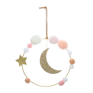 Déco murale enfant "Bohème" lune 14x21cm
