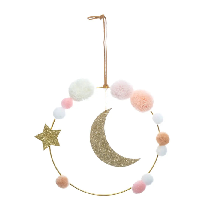 Déco murale enfant "Bohème" lune 14x21cm