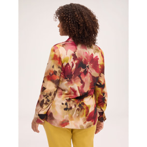 Fiorella Rubino - Camicia con stampa floreale in raso - Beige