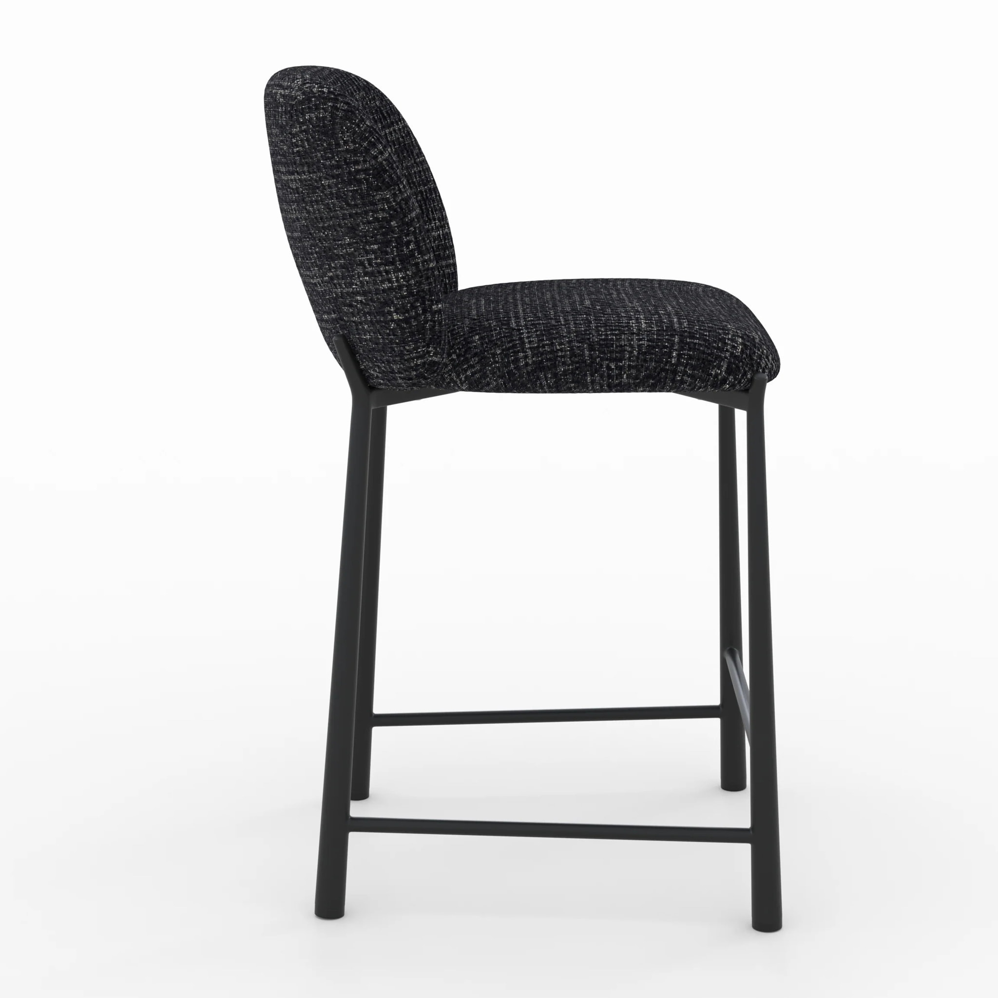Lot de 2 chaises pour ilot central 65,5 cm en tissu texturé noir - Bento