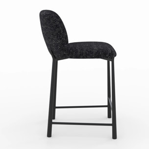 Lot de 2 chaises pour ilot central 65,5 cm en tissu texturé noir - Bento