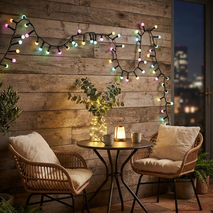 Guirnalda berry snake de luces led multicolor con 8 funciones y temporizador