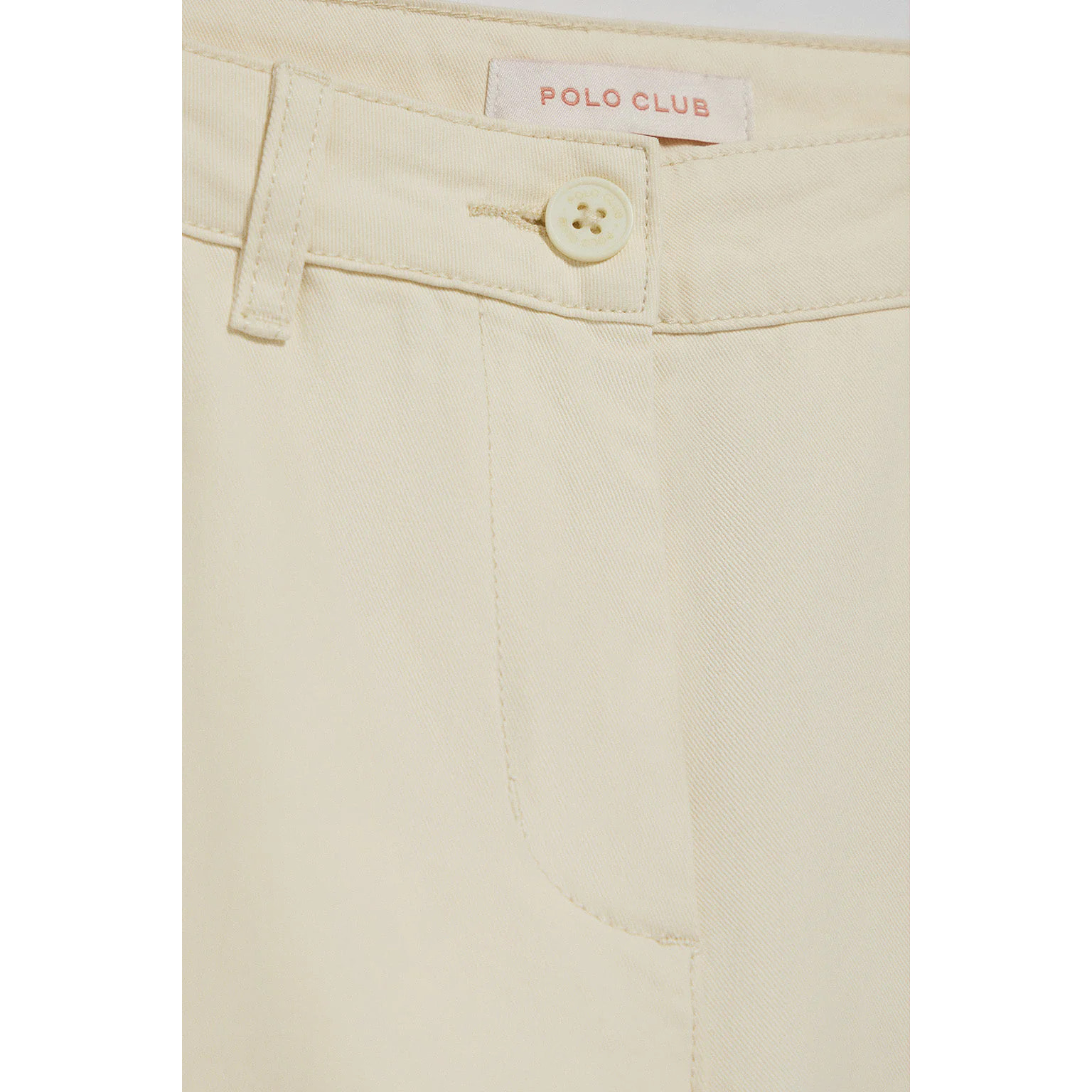 Pantaloni chino May ecrù con ricamo minimal Polo Club sulla tasca