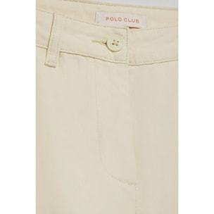 Pantaloni chino May ecrù con ricamo minimal Polo Club sulla tasca