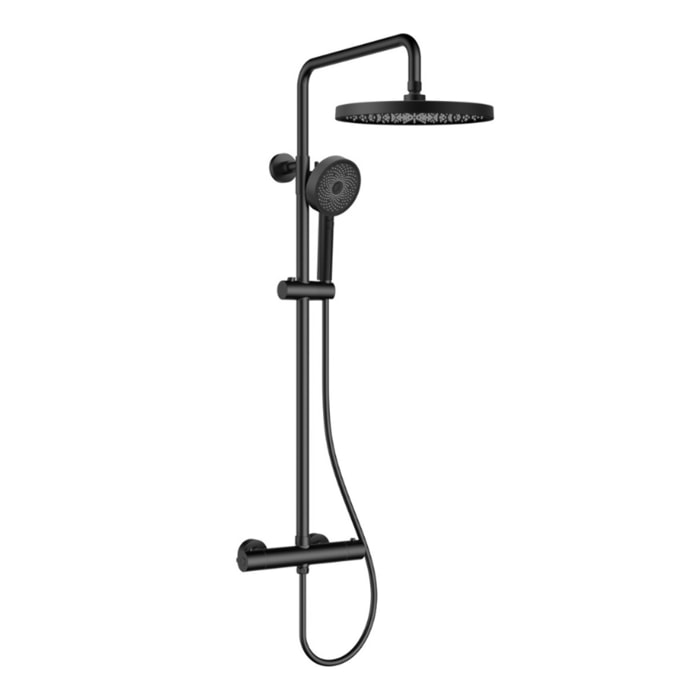 Colonne de douche XXL 250 avec mitigeur thermostatique, Douchette 3 jets, noir mat (SATSSTKEC)