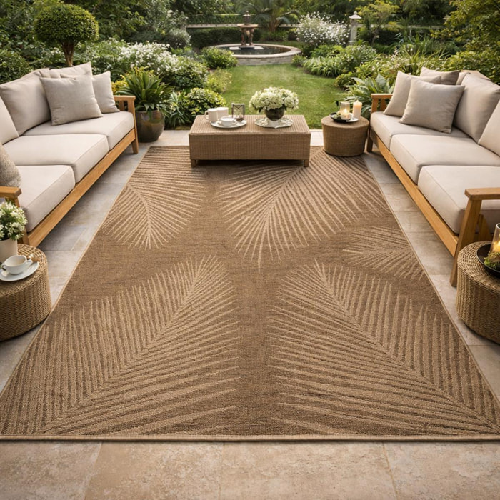 Tapis extérieur intérieur NOLIM 4 aspect jute motif feuilles