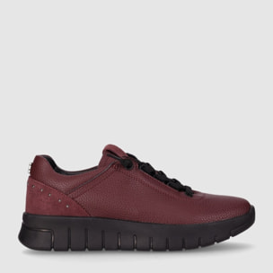 Zapatos de Piel - Burdeos - Tacón: Bajo