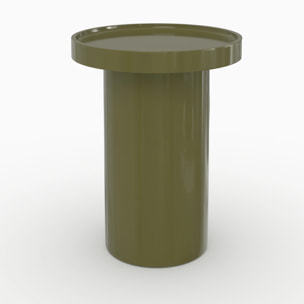 Table d'appoint laquée vert olive en MDF, D40 cm - Nora