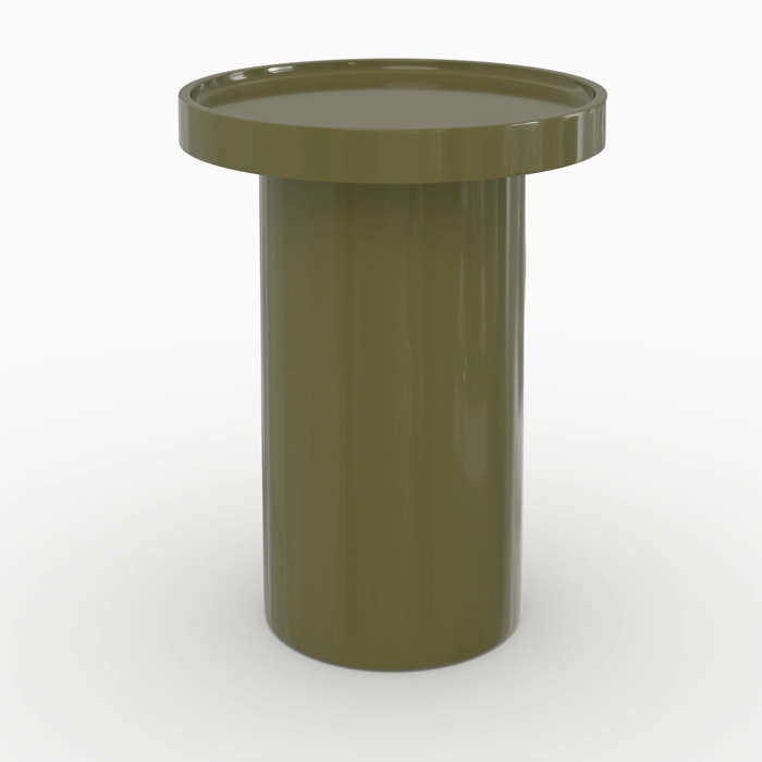 Table d'appoint laquée vert olive en MDF, D40 cm - Nora