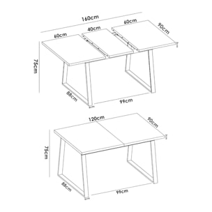 Tavolo allungabile Canale, Consolle da pranzo multiuso, Tavolo rettangolare da cucina o sala da pranzo, 160x90h75 cm, Rovere Nodi