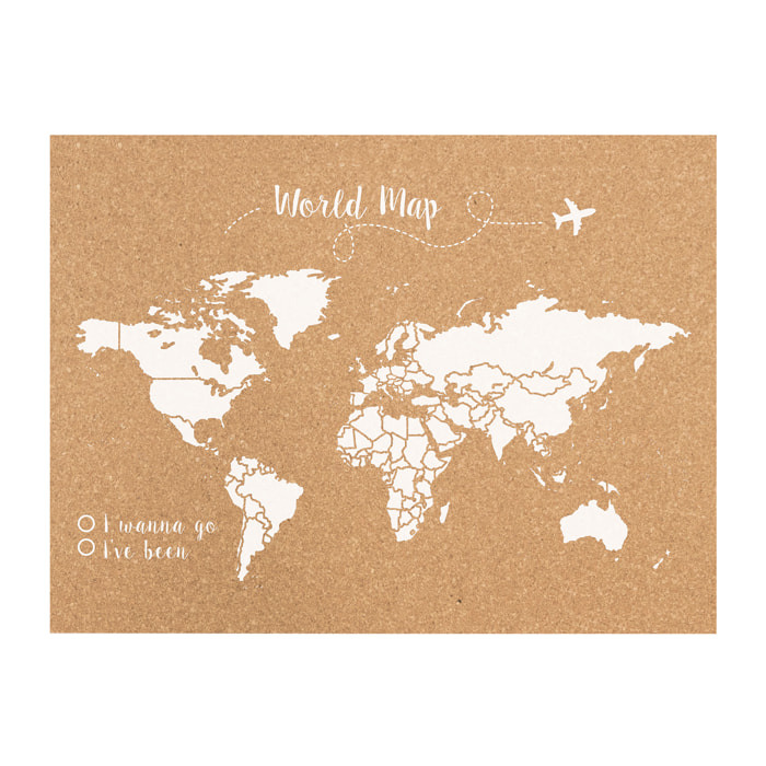Carte du monde en liège blanc diverses mesures