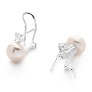 Pendientes de Perla Blanca acabado en Rodio