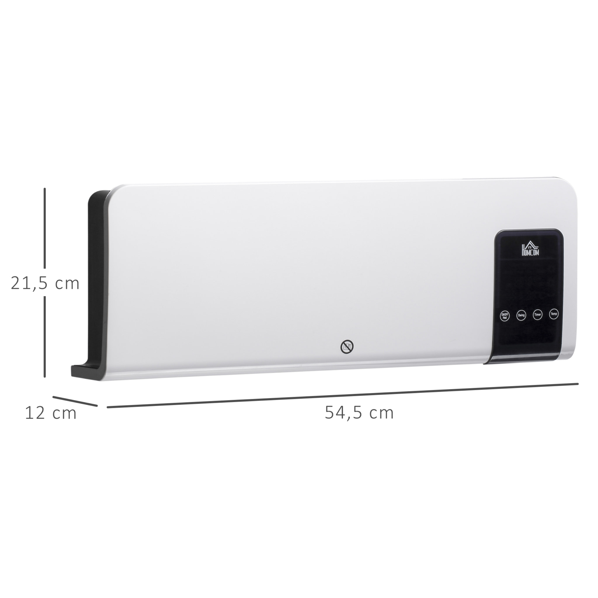 Calefactor Eléctrico de Pared 1000W/2000W con Mando a Distancia 54,5x12x21,5 cm