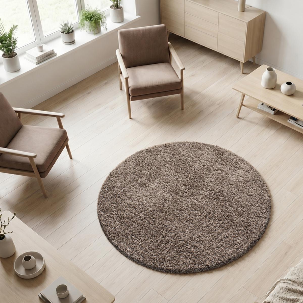 Tapis poils longs shaggy tissé motif uni ZASIVE