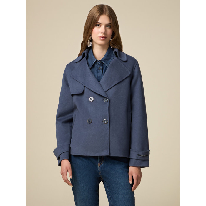 Oltre - Cappotto corto misto lana - Blu