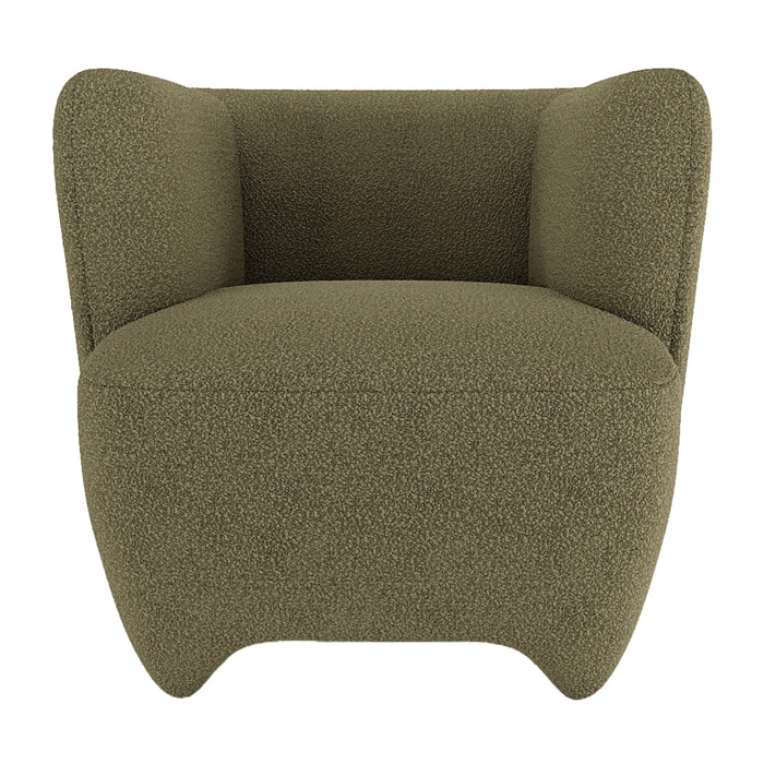 NOA - Fauteuil en laine bouclée vert kaki
