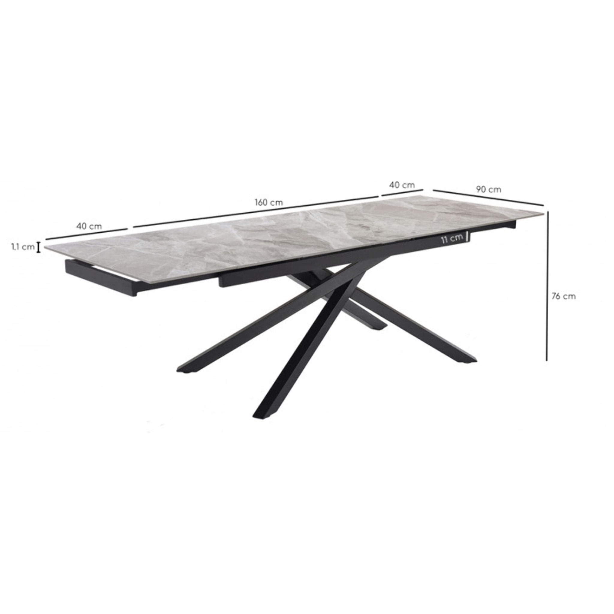 Pied de table de repas n°3 en métal noir - étiré - UNIK
