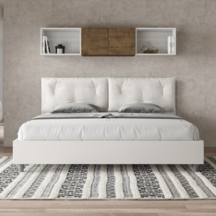 Letto matrimoniale king size con rete imbottito 200x210 similpelle bianco Appia Large