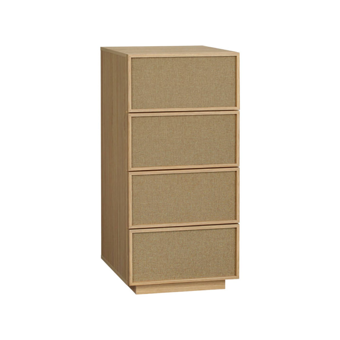 Chiffonnier décor bois et tissu 4 tiroirs KUBA