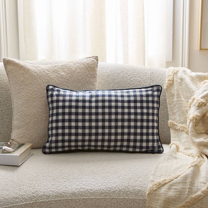 Coussin Groove 50x30cm vichy bleu navy