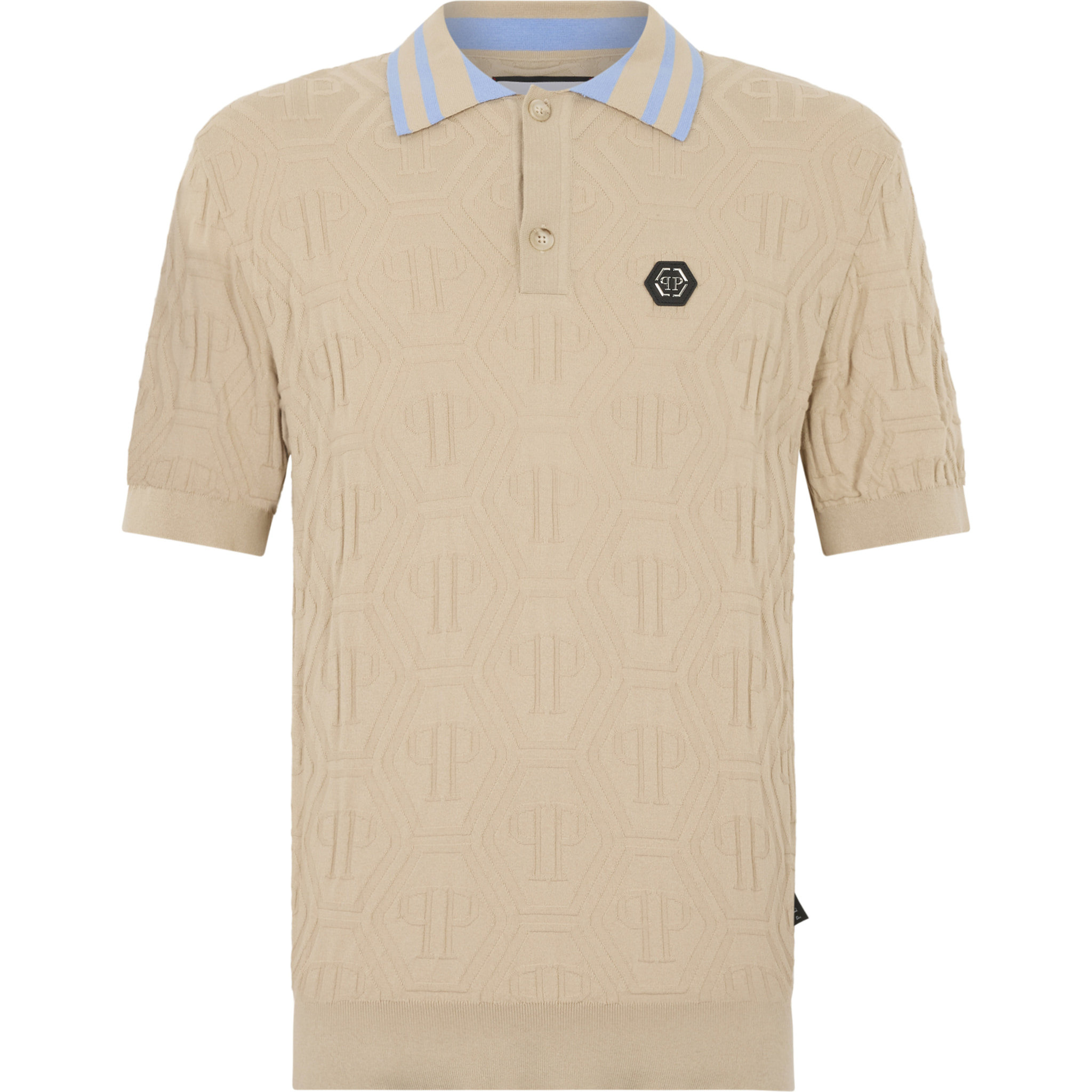 PHILIPP PLEIN Knitted Polo T-Shirt Jacquard Monogram