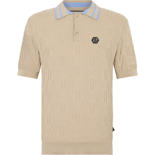 PHILIPP PLEIN Knitted Polo T-Shirt Jacquard Monogram