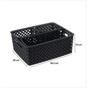 Lot de 4 paniers Folk gris