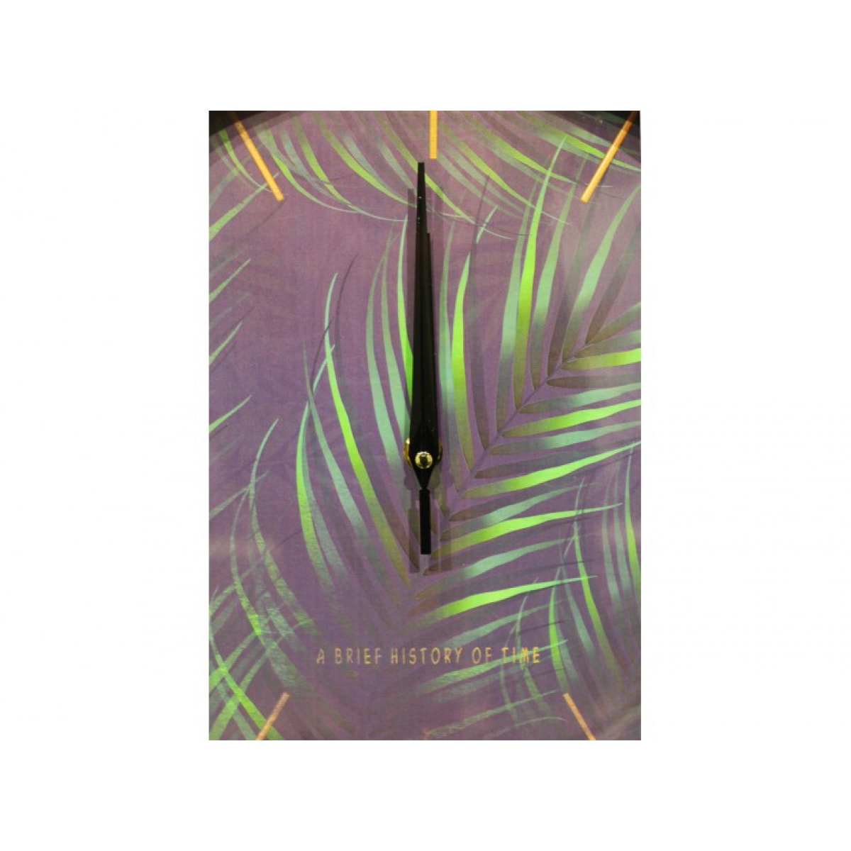 Horloge ronde 30 cm avec cadran violet et visuel végétal - CLICKY