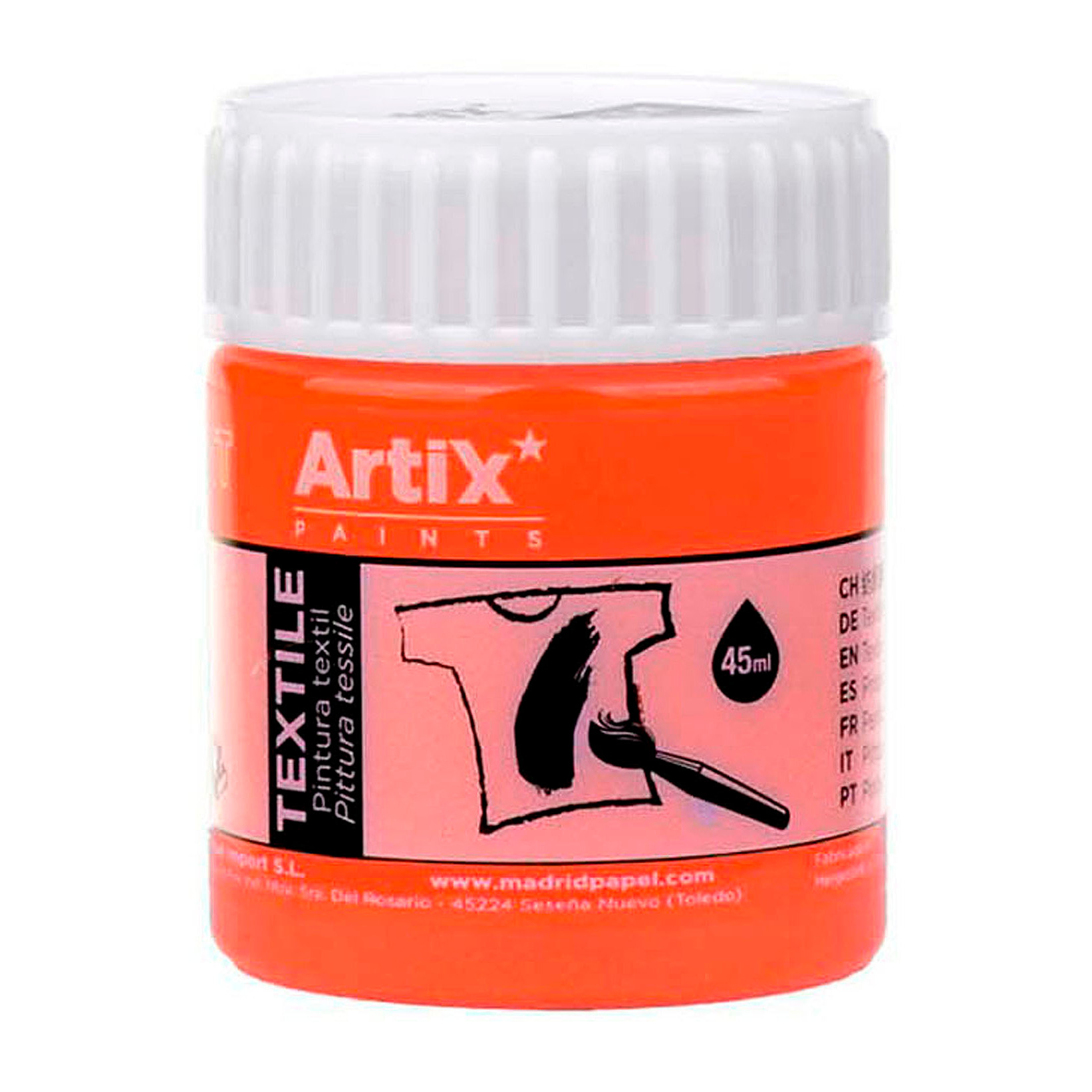 Pack 6 Uds. PINTURA TEXTILE ARANCIONE NEON 45 ml