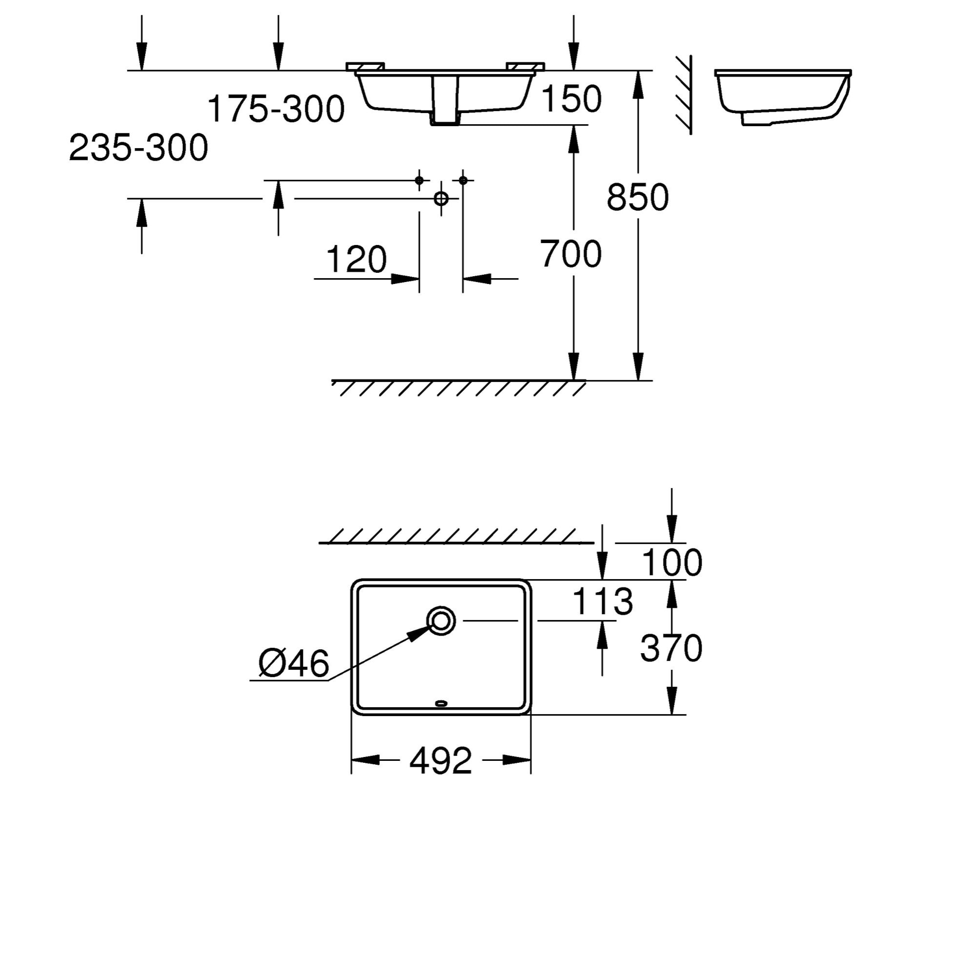 GROHE Cube Ceramic Vasque à encastrer par dessous 50 cm Blanc alpin 3948000H