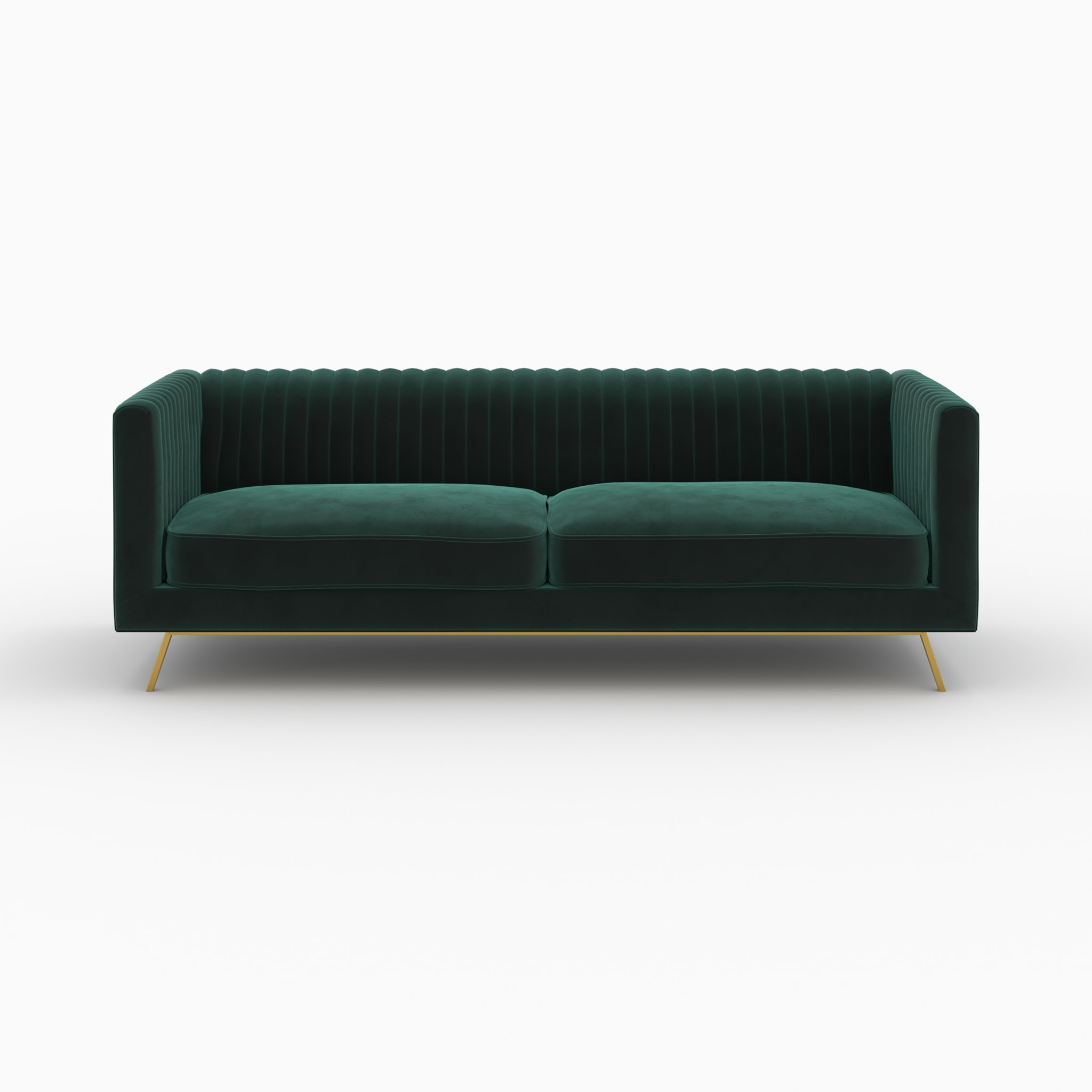 Ensemble canapé et fauteuil en velours vert 3 places - Gatsby