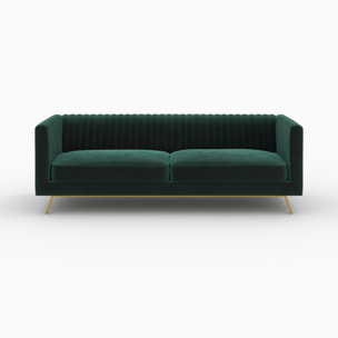 Ensemble canapé et fauteuil en velours vert 3 places - Gatsby